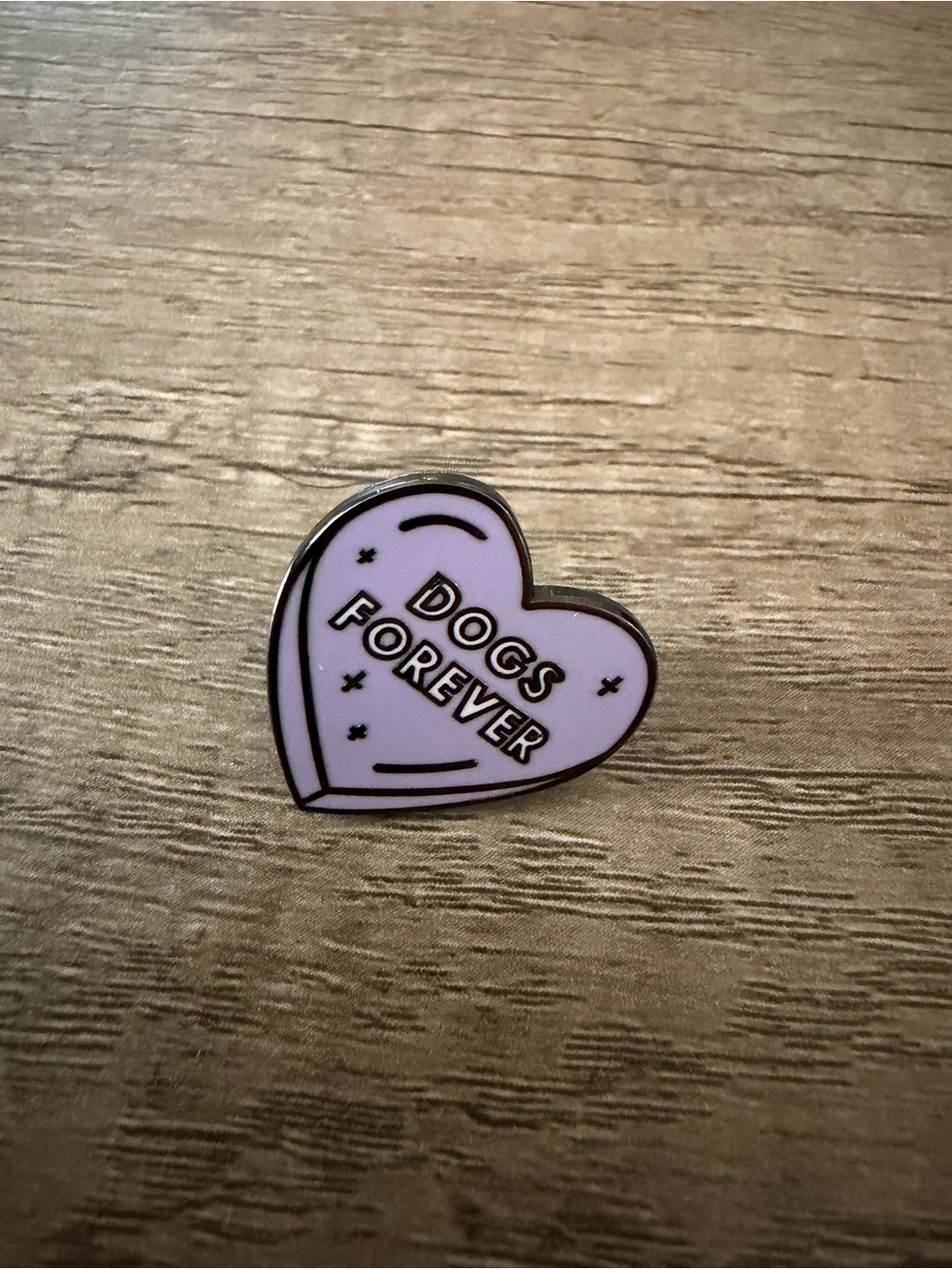 Heart Enamel Pin - "Dogs Forever" in Light Purple